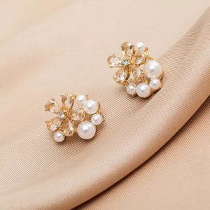 Imitation Pearl Earrings, Flowers